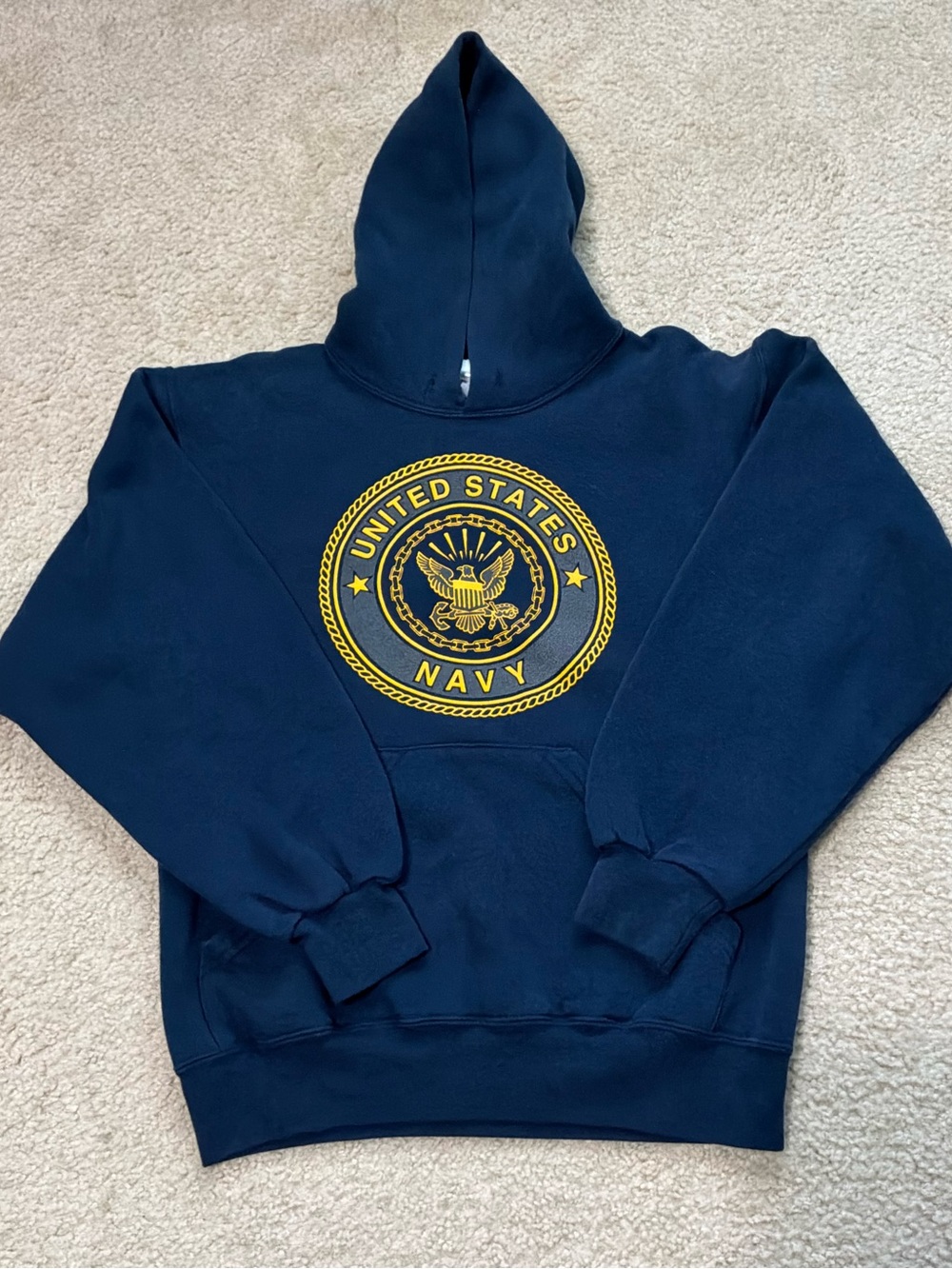 Soffe Navy Blue Hoodie with Yellow United States Navy Seal
